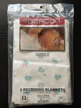 NEW! Vintage (2) 100% Cotton Beacon Receiving Blankets